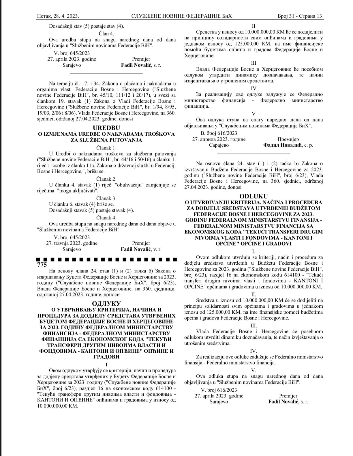 Uredbe O Izmjenama Uredbe O Naknadama Za Službena Putovanja