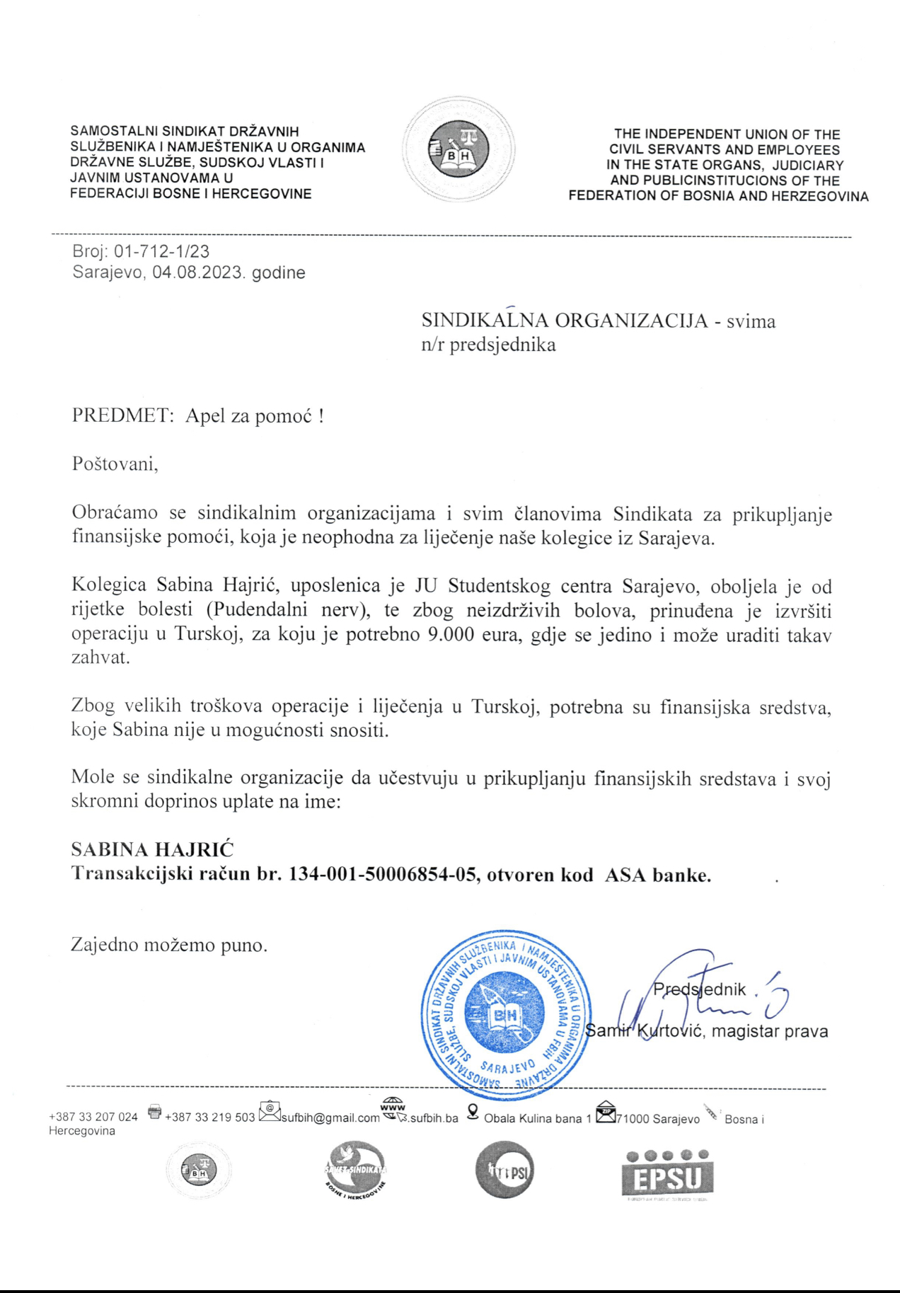 Apel Za Pomoć